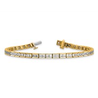 14K Yellow Gold 5 Carat Lab Grown Diamond VS SI+ G+ Complete Princess Bezel Set Tennis Bracelet view 5