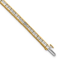 14K Yellow Gold 5 Carat Lab Grown Diamond VS SI+ G+ Complete Princess Bezel Set Tennis Bracelet view 1