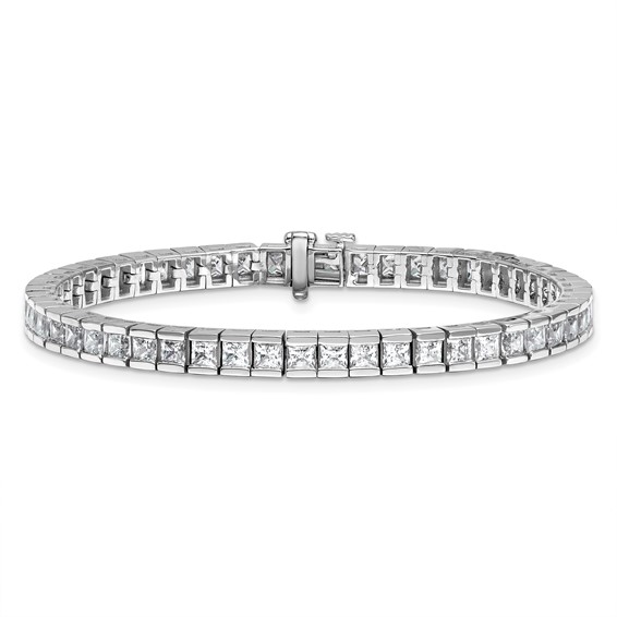 14K White Gold Certified Lab Grown Diamond VS/SI FGH Princess Tennis Bracel