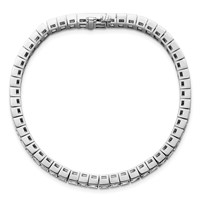 14K White Gold 10 Carat Lab Grown Diamond VS+ F+ Complete Princess Bezel Set Tennis Bracelet view 4