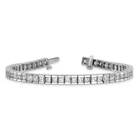 14K White Gold 10 Carat Lab Grown Diamond VS+ F+ Complete Princess Bezel Set Tennis Bracelet view 5