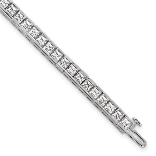 14K White Gold 10 Carat Lab Grown Diamond VS SI+ G+ Complete Princess Bezel Set Tennis Bracelet