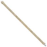 14K Yellow Gold 10 Carat Lab Grown Diamond VS+ F+ Complete Princess Bezel Set Tennis Bracelet view 2