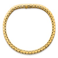 14K Yellow Gold 10 Carat Lab Grown Diamond VS+ F+ Complete Princess Bezel Set Tennis Bracelet view 4