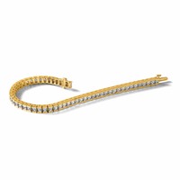 14K Yellow Gold 10 Carat Lab Grown Diamond VS SI+ G+ Complete Princess Bezel Set Tennis Bracelet view 4