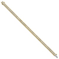 14K Yellow Gold 10 Carat Lab Grown Diamond VS SI+ G+ Complete Princess Bezel Set Tennis Bracelet view 2