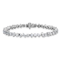 14K White Gold 5.33 Carat Lab Grown Diamond VS SI+ G+ Complete Multiple Shape Fashion Tennis Bracelet view 3