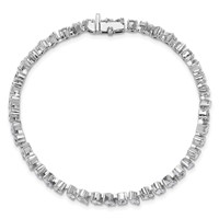 14K White Gold 5.33 Carat Lab Grown Diamond VS SI+ G+ Complete Multiple Shape Fashion Tennis Bracelet view 4