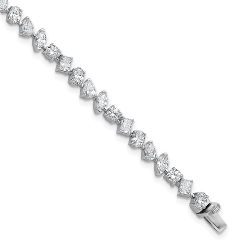 14K White Gold 5.33 Carat Lab Grown Diamond VS SI+ G+ Complete Multiple Shape Fashion Tennis Bracelet