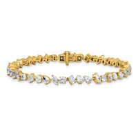 14K Yellow Gold 5.33 Carat Lab Grown Diamond VS SI+ G+ Complete Multiple Shape Fashion Tennis Bracelet view 3
