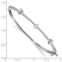 14K White Gold 1.25 Carat Lab Grown Diamond VS SI+ G+ Complete Round and Pear Hinged Bangle Bracelet view 3