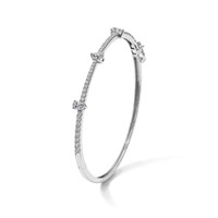 14K White Gold 1.25 Carat Lab Grown Diamond VS SI+ G+ Complete Round and Pear Hinged Bangle Bracelet view 5