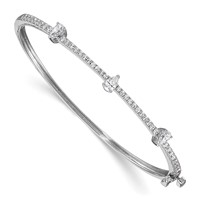 14K White Gold 1.25 Carat Lab Grown Diamond VS SI+ G+ Complete Round and Pear Hinged Bangle Bracelet view 1