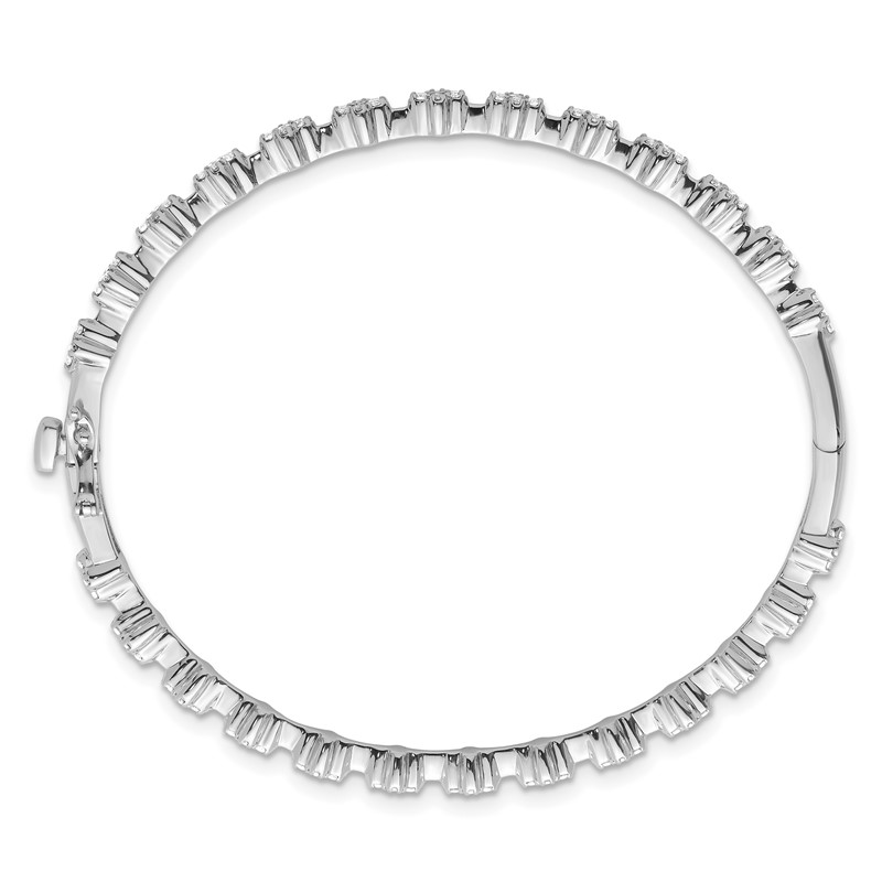 14k White Gold 1 carat Lab Grown Diamond VS/SI+ G+ Hinged Bangle Bracelet