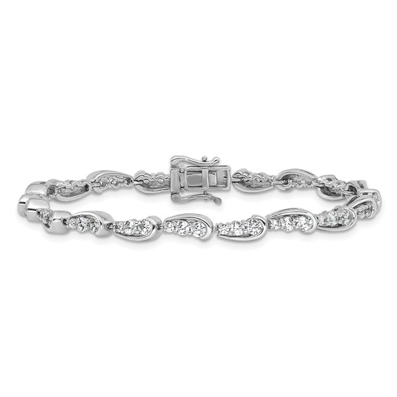 14k White Gold 3 3/8 carat Lab Grown Diamond VS/SI+ G+ Complete 7 inch Bracelet