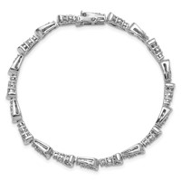14K White Gold 3.38 Carat Lab Grown Diamond VS SI+ G+ Complete Bracelet, 7" view 4