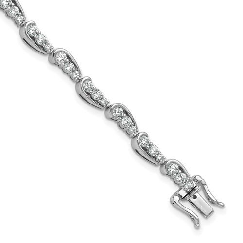 14K White Gold 3.38 Carat Lab Grown Diamond VS SI+ G+ Complete Bracelet, 7"