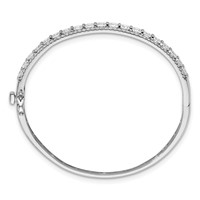 14K White Gold 5 Carat Lab Grown Diamond VS SI+ G+ Round and Princess Hinged Complete Bangle Bracelet view 2