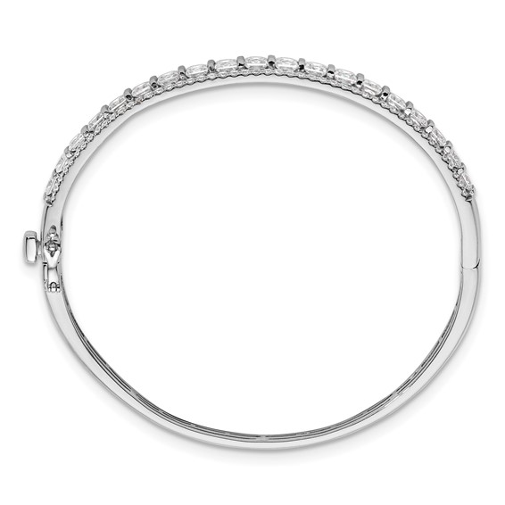 14k White Gold 5 carat Lab Grown Diamond VS/SI+ G+ Round and Princess Hinged Complete Bangle Bracelet