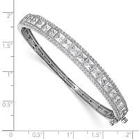 14K White Gold 5 Carat Lab Grown Diamond VS SI+ G+ Round and Princess Hinged Complete Bangle Bracelet view 3