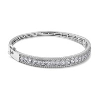 14K White Gold 5 Carat Lab Grown Diamond VS SI+ G+ Round and Princess Hinged Complete Bangle Bracelet view 5