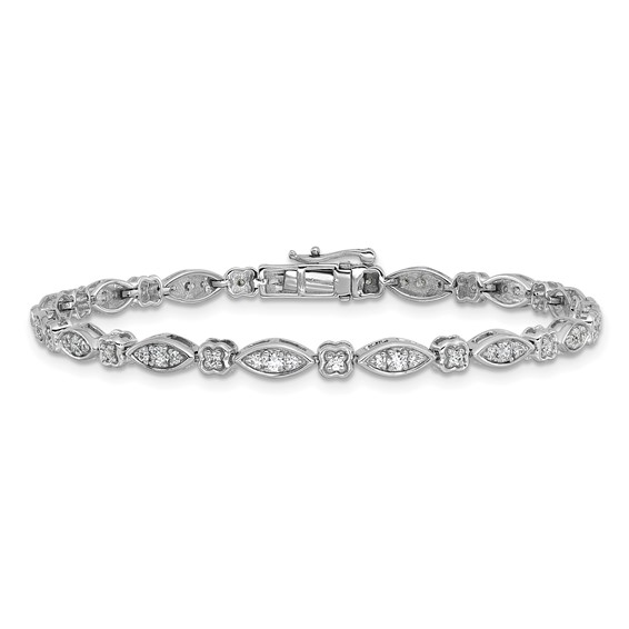 14k White Gold 1 carat Lab Grown Diamond VS/SI+ G+ Complete 7 inch Fancy Bracelet