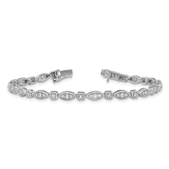 14k White Gold 1 carat Lab Grown Diamond VS/SI+ G+ Complete 7 inch Fancy Bracelet