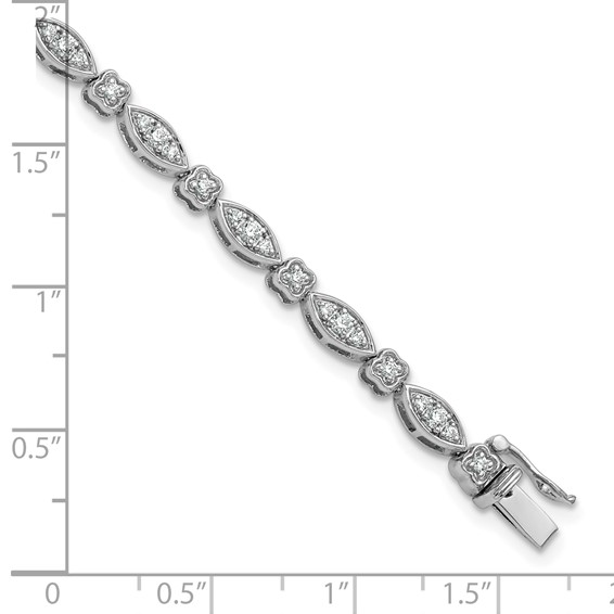 14k White Gold 1 carat Lab Grown Diamond VS/SI+ G+ Complete 7 inch Fancy Bracelet