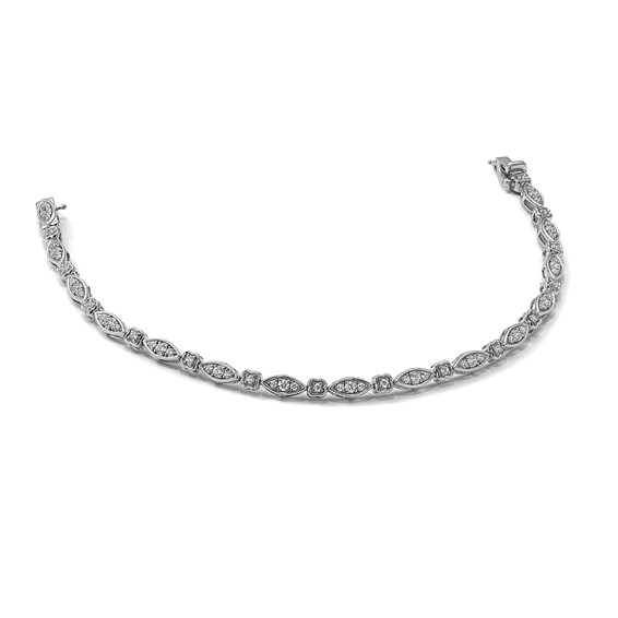 14k White Gold 1 carat Lab Grown Diamond VS/SI+ G+ Complete 7 inch Fancy Bracelet
