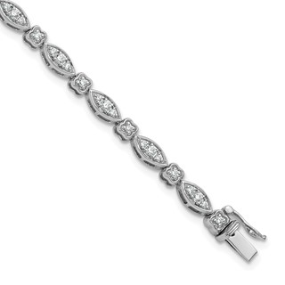 14k White Gold 1 carat Lab Grown Diamond VS/SI+ G+ Complete 7 inch Fancy Bracelet