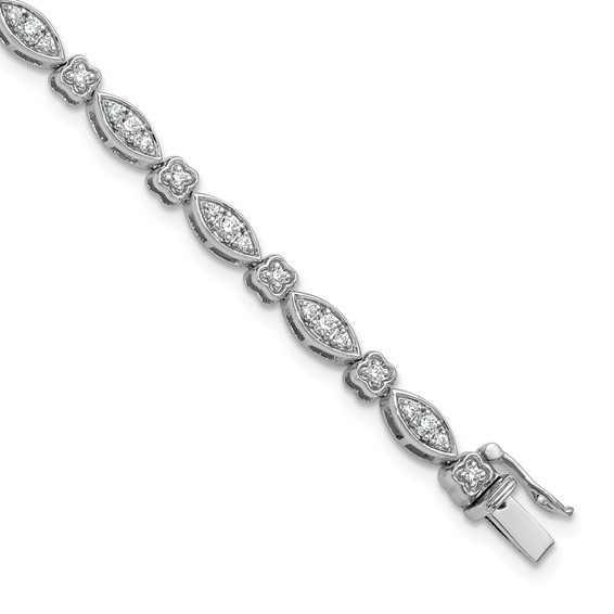 14k White Gold 1 carat Lab Grown Diamond VS/SI+ G+ Complete 7 inch Fancy Bracelet