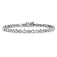 14K White Gold 0.88 Carat Lab Grown Diamond VS SI+ G+ Complete Fancy Bracelet, 7" view 3