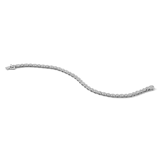 14k White Gold 7/8 carat Lab Grown Diamond VS/SI+ G+ Complete 7 inch Fancy Bracelet