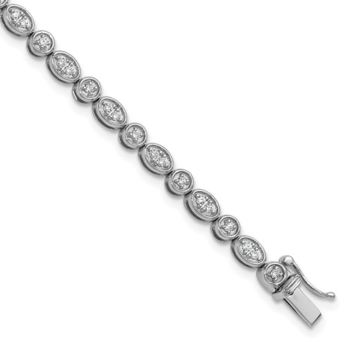 14K White Gold 0.88 Carat Lab Grown Diamond VS SI+ G+ Complete Fancy Bracelet, 7"