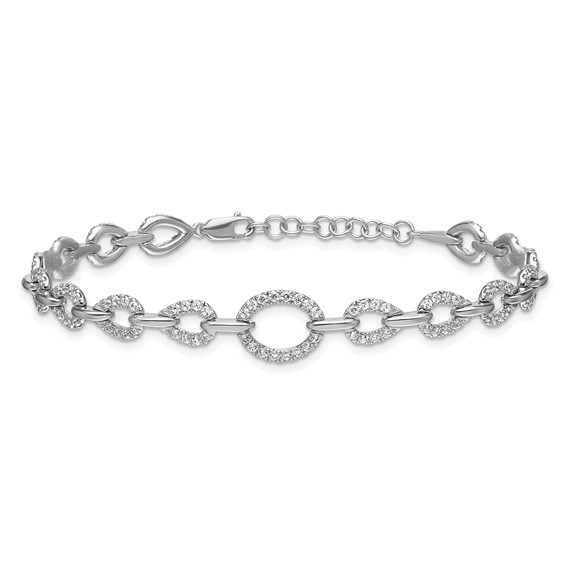 14k White Gold 1 3/8 carat Lab Grown Diamond VS/SI+ G+ Complete 7 inch with 1 inch extension Bracelet
