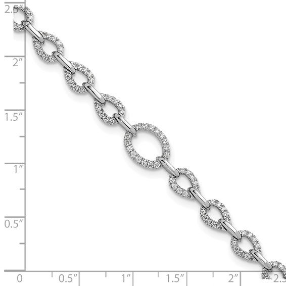14k White Gold 1 3/8 carat Lab Grown Diamond VS/SI+ G+ Complete 7 inch with 1 inch extension Bracelet