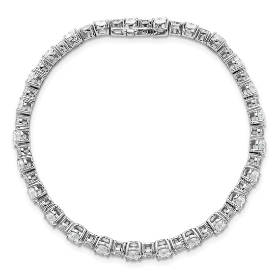 14k White Gold 11 carat Lab Grown Diamond VS/SI+ G+ Complete Round and Oval 7 inch Fancy Tennis Bracelet