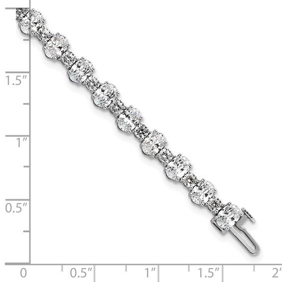 14k White Gold 11 carat Lab Grown Diamond VS/SI+ G+ Complete Round and Oval 7 inch Fancy Tennis Bracelet