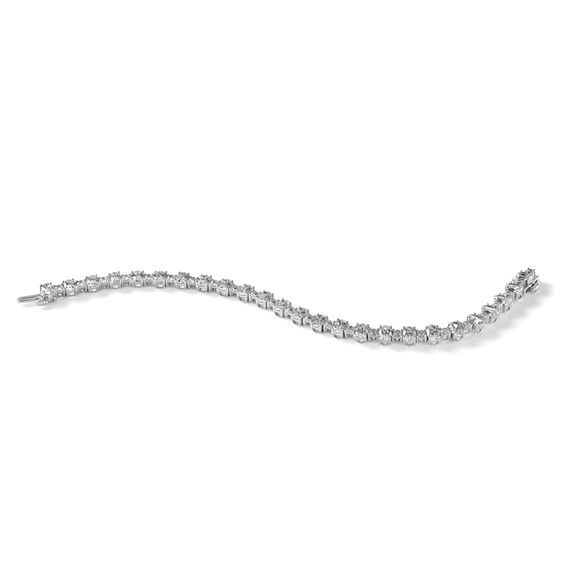 14k White Gold 11 carat Lab Grown Diamond VS/SI+ G+ Complete Round and Oval 7 inch Fancy Tennis Bracelet