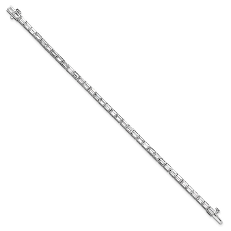 14k White Gold 10 carat Lab Grown Diamond VS/SI+ G+ Emerald Tennis Bracelet