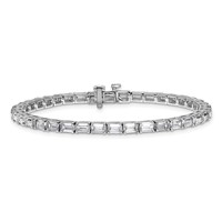 14K White Gold 10 Carat Lab Grown Diamond VS SI+ G+ Complete Emerald Tennis Bracelet view 3