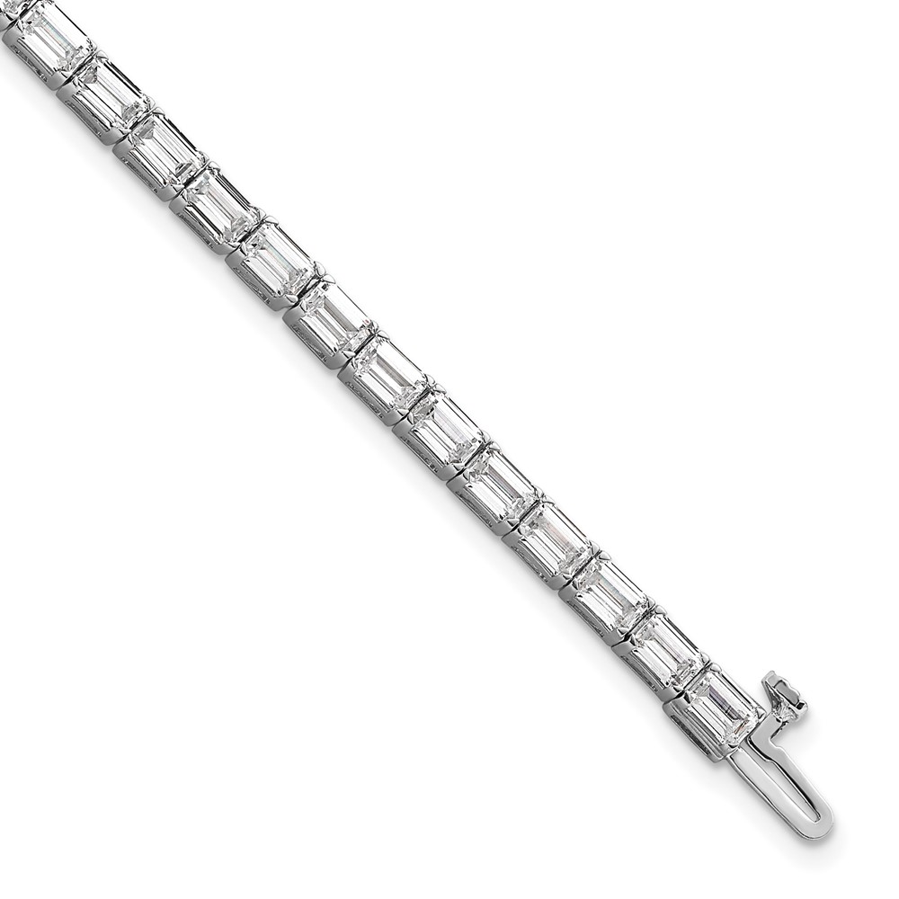 14K White Gold 10 Carat Lab Grown Diamond VS SI+ G+ Complete Emerald Tennis Bracelet