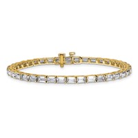 14K Yellow Gold 10 Carat Lab Grown Diamond VS SI+ G+ Complete Emerald Tennis Bracelet view 3