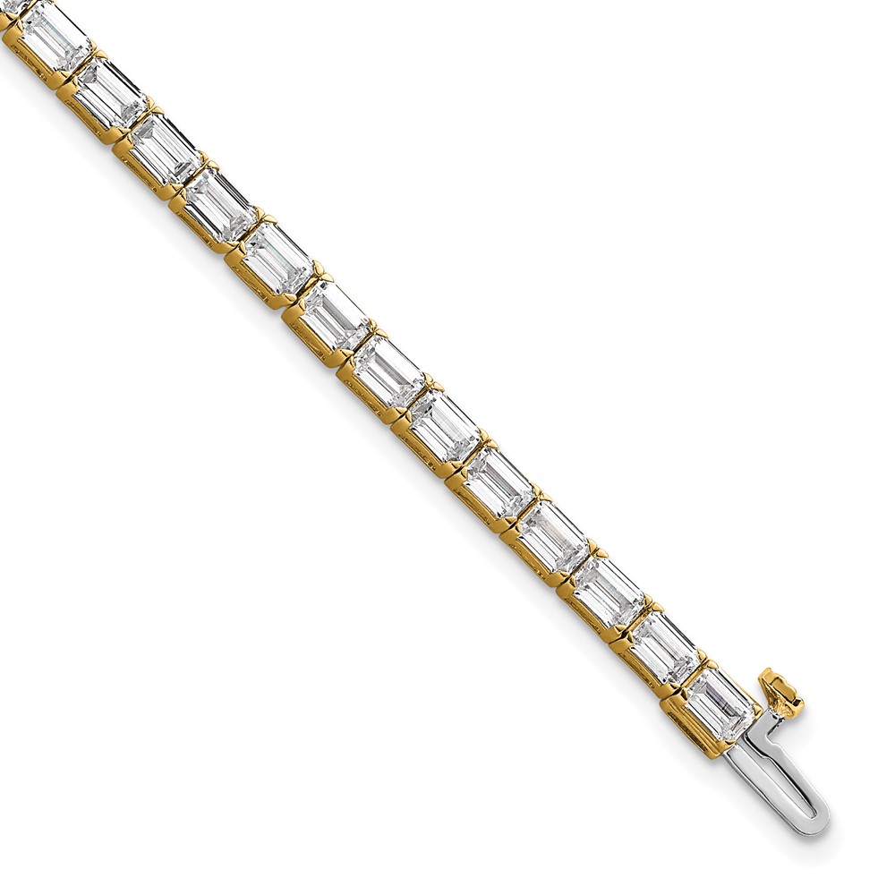 14K Yellow Gold 10 Carat Lab Grown Diamond VS SI+ G+ Complete Emerald Tennis Bracelet