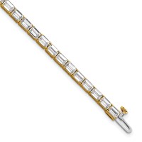 14K Yellow Gold 10 Carat Lab Grown Diamond VS SI+ G+ Complete Emerald Tennis Bracelet view 1