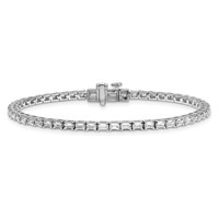 14K White Gold 5 Carat Lab Grown Diamond VS SI+ G+ Complete Emerald Tennis Bracelet view 3