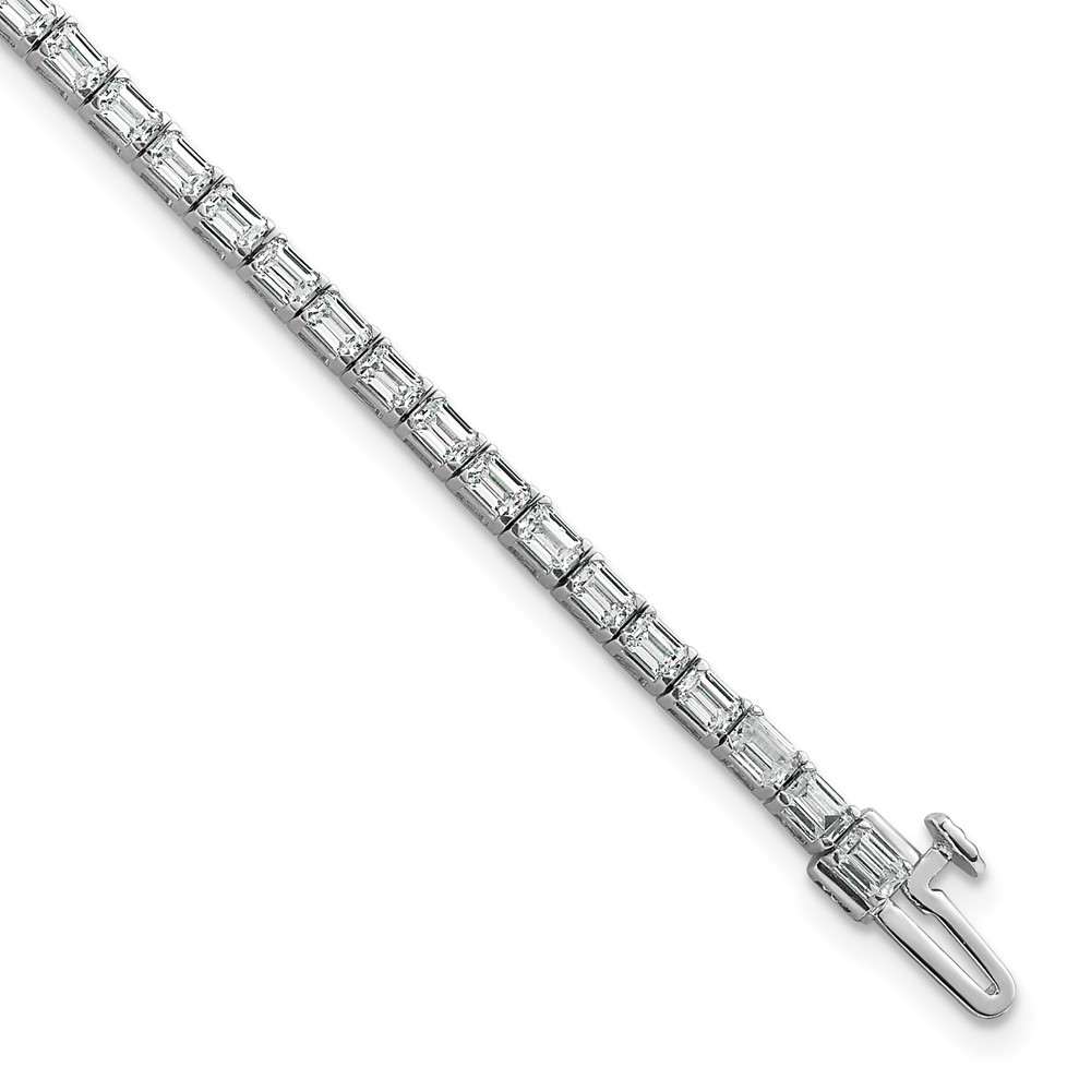 14K White Gold 5 Carat Lab Grown Diamond VS SI+ G+ Complete Emerald Tennis Bracelet