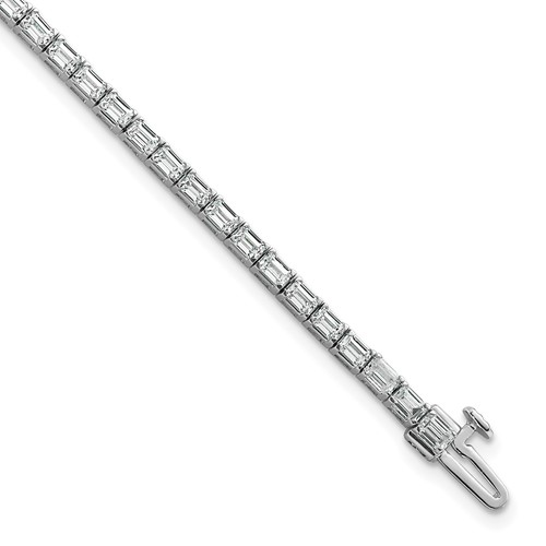14K White Gold 5 Carat Lab Grown Diamond VS SI+ G+ Complete Emerald Tennis Bracelet