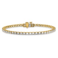 14K Yellow Gold 5 Carat Lab Grown Diamond VS SI+ G+ Complete Emerald Tennis Bracelet view 3