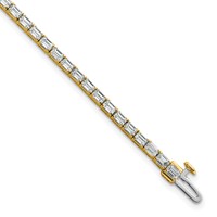14K Yellow Gold 5 Carat Lab Grown Diamond VS SI+ G+ Complete Emerald Tennis Bracelet view 1